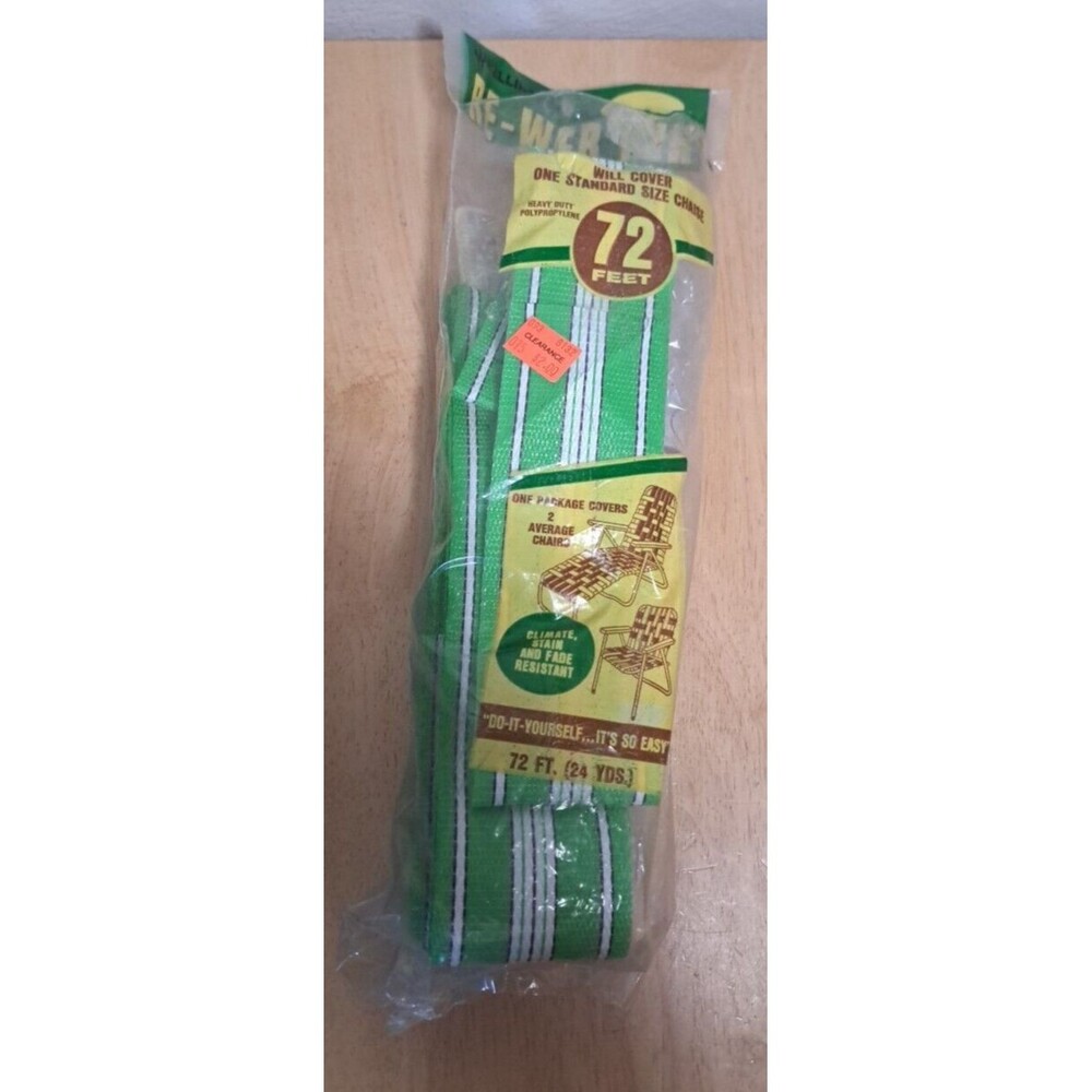 Wellington Lawn Chair RE-WEB KIT 24Ft Stripes Light Green White